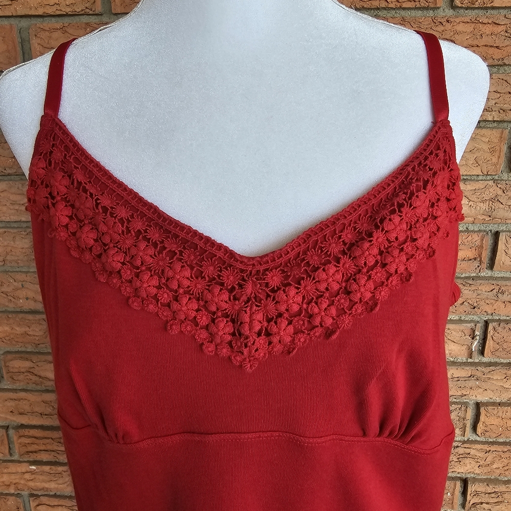 Lands' End Red Lace Trim Women's Top Size L - Picture 5 of 9